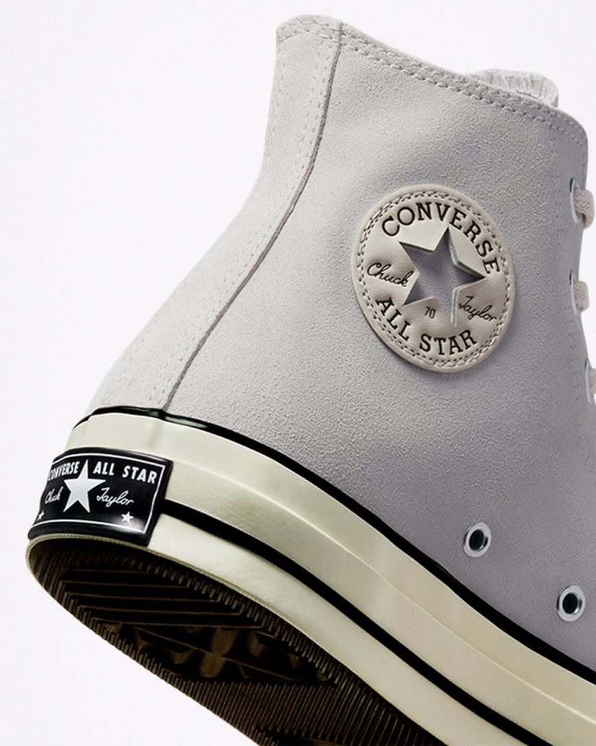 Tenisi Inalti Barbati Converse Chuck 70 Piele Intoarsa Bej Negrii | RO HPCEK569